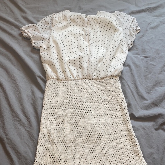 White polka dot smocked bottom dress - Picture 3 of 3